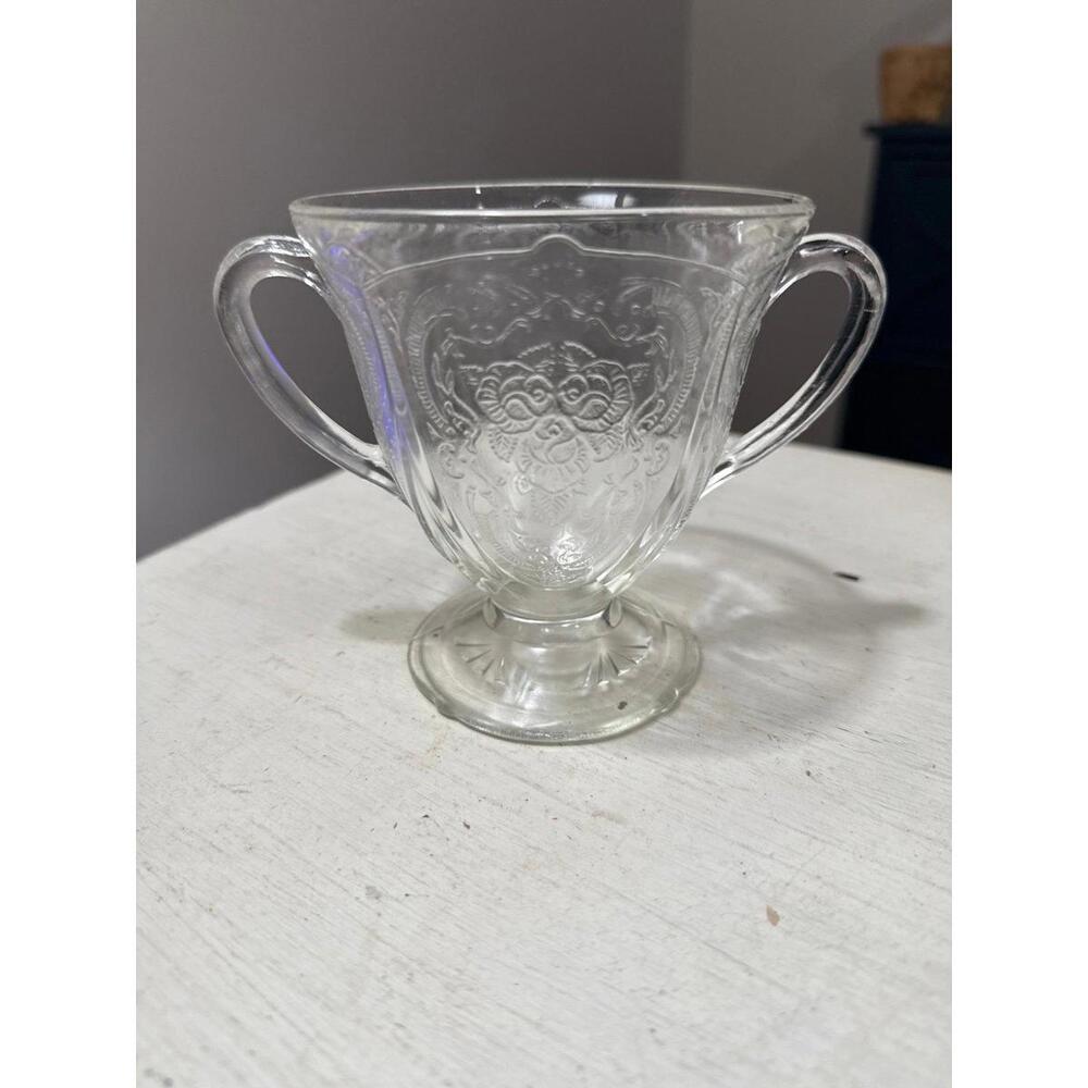 Vintage Hazel Atlas Depression Glass Royal Lace Clear Open Sugar